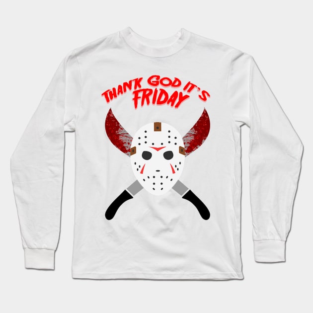 Jason VoOrhees Thank God Its Friday INK Long Sleeve T-Shirt by mightbelucifer